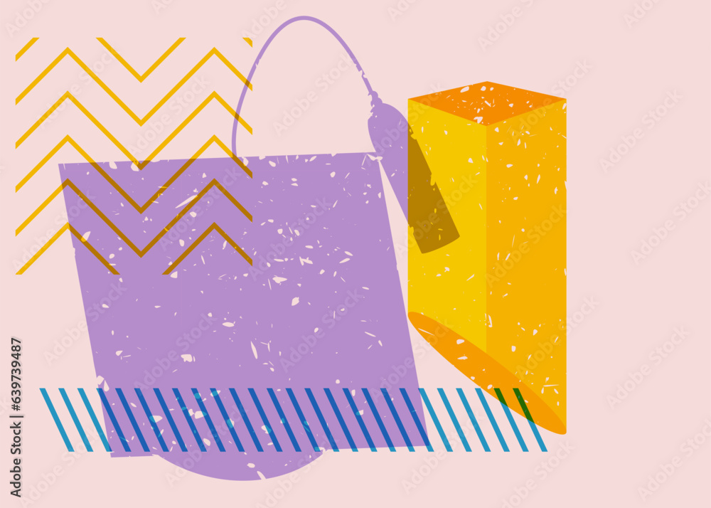 Poster graduation cap with colorful geometric shapes. education concept in trendy riso graph design. geomet