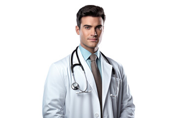 Fototapeta premium Confident doctor on transparent background