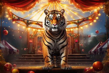 Circus tiger. Ai art