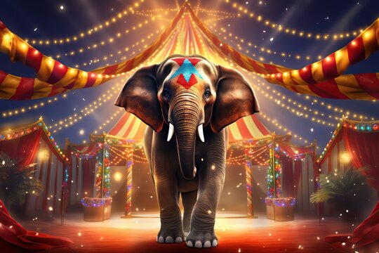 Circus elephant. Ai art