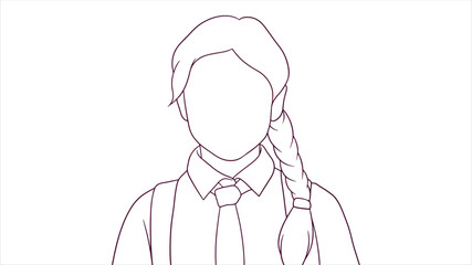 Happy Young Student Wearing Uniform, hand drawn style vector illustration