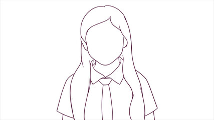 Happy Young Student Wearing Uniform, hand drawn style vector illustration