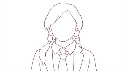 Cheerful Schoolgirl in Dress Code, hand drawn style vector illustration
