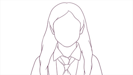 Content Student Wearing Uniform, hand drawn style vector illustration