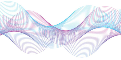 Data visualization, Cyberspace, Big data and analytics, Digital era, Information technology, Innovative concepts. Purple-blue-green gradient wave lines for banner, presentation, template, web design