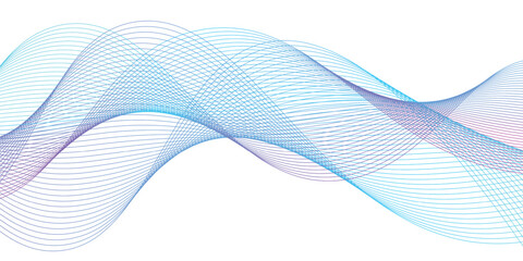 Data visualization, Future technology, Digital era, Information technology. Purple-blue-green gradient smooth wave lines for banner, presentation, web design. Futuristic technology concept
