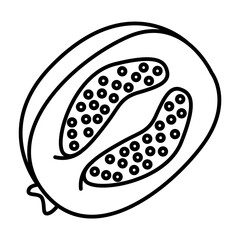 feijoa of tropical fruits outline icon style