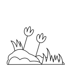 Obraz premium green grass of outline icon style