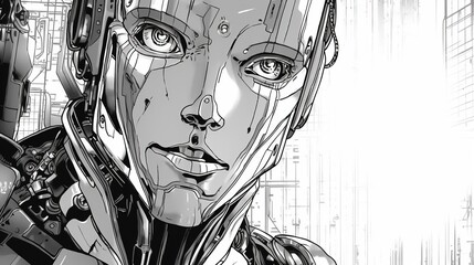 Obraz premium Humanoid robot development. Fantasy concept , Illustration painting.