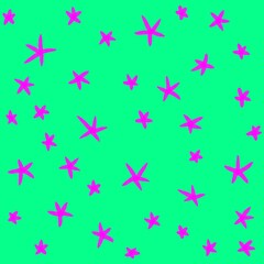 Fototapeta na wymiar Pink stars on green background