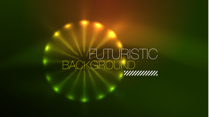 Neon glowing circles, magic energy space light concept, abstract background wallpaper design