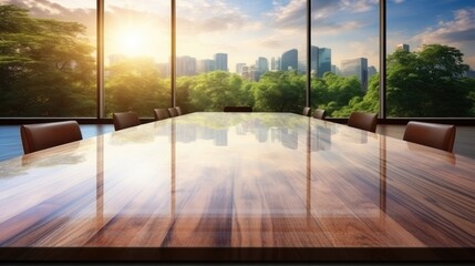 wooden table at office room