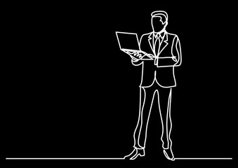 continuous line drawing vector illustration with FULLY EDITABLE STROKE of  business professional people at work as a business concept background