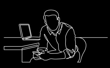 continuous line drawing vector illustration with FULLY EDITABLE STROKE of  business professional people at work as a business concept background