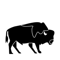 bison of wild animal solid icon set