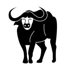 african buffalo of wild animal solid icon set