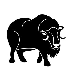 muskox of wild animal solid icon set
