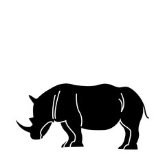 rhino of wild animal solid icon set