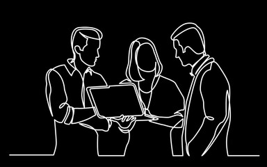continuous line drawing vector illustration with FULLY EDITABLE STROKE of  business professional people at work as a business concept background