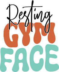 Retro Workout Gym Fitness Sublimation Typographic Design. Gymnastic Wavy Clothing Vector for Ready Printing on T-shirt, bag, pillow and more.