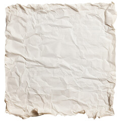 Crumpled sheet of old paper isolated on transparent background.