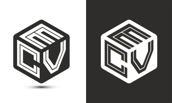 ecv letter logo design with illustrator cube logo, vector logo modern alphabet font overlap style.