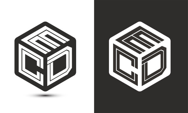 ECD letter logo design with illustrator cube logo, vector logo modern alphabet font overlap style.
