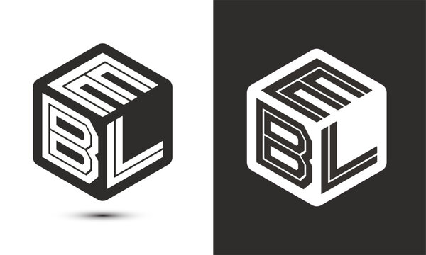 EBL letter logo design with illustrator cube logo, vector logo modern alphabet font overlap style.