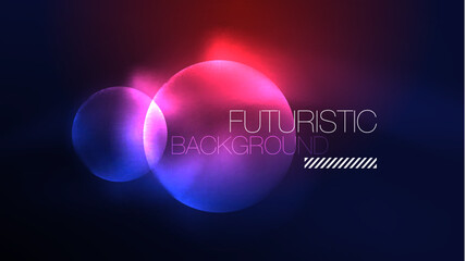 Circles with bright neon shiny light effects, abstract background wallpaper design