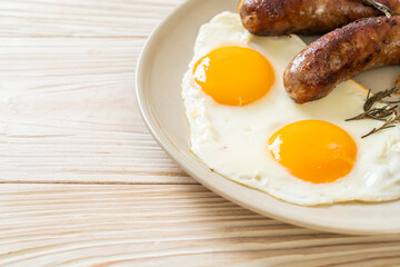 double fried egg with pork sausage