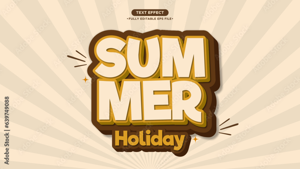 Poster summer holiday vector text effect with fully editable font and text