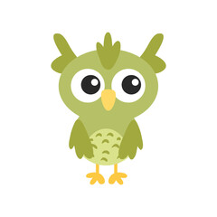 Cute Cartoon Owl Illustration Isolated In White Background