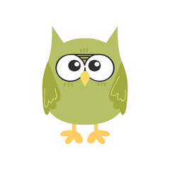 Cute Cartoon Owl Illustration Isolated In White Background