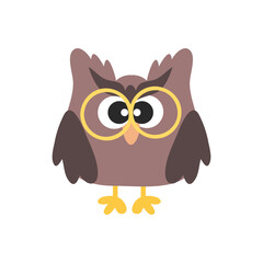 Cute Cartoon Owl Illustration Isolated In White Background