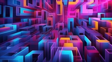 Abstract futuristic background, digital technology electronic maze background, Generative AI