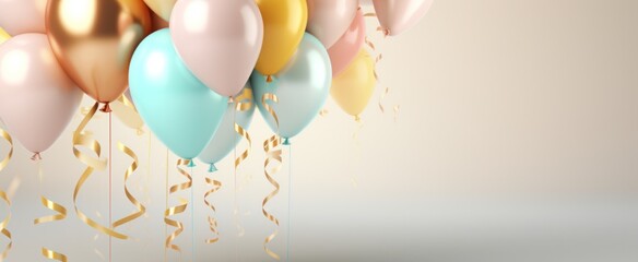 Abstract of celebration party banner with colorful color balloons background, Generative AI