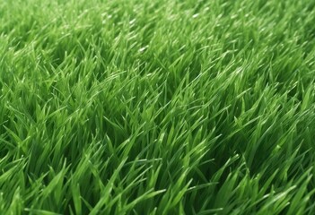 Obraz premium Closeup of grenn grass field background texture for web banner, design template, Generative AI