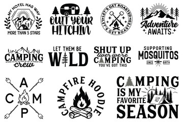 Camping T-shirt And SVG Design Bundle, Camping House SVG Quotes Design t shirt Bundle, Vector EPS Editable Files , can you download this Design Bundle. - obrazy, fototapety, plakaty