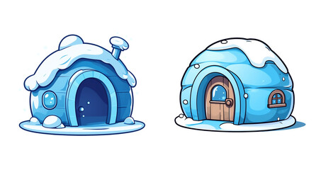 Ice igloo. Winter northern landscape. The life of the Inuit. png isolated on a transparent background generative AI.