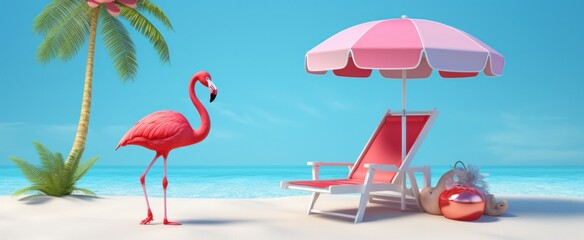 Tropical beach landscape for background or wallpaper. Design of summer vacation holiday concept, Generative AI