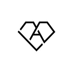 L and A letter combination  diamond logo design.