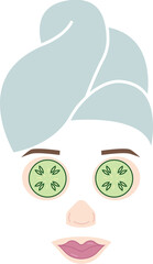 Digital png illustration of woman face with cleansing mask on transparent background