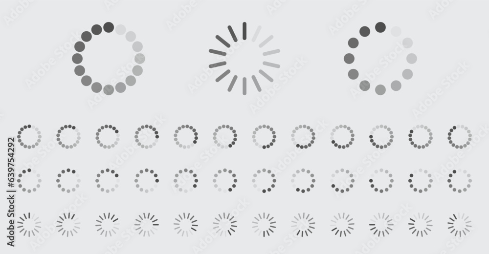 Fototapete circular loading buffering icons vector set video ready for animation gif all keyframes frames bufri
