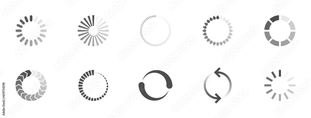 Poster download sign set. load icons set. load system. data load. loading bar. froze computer. vector stock