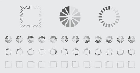 Circular Loading Buffering Icons Vector Set Video Ready for Animation Gif All Keyframes Frames Bufring Circle Waiting for Connection Buffer Preloader Download Symbol Easy Replace Color