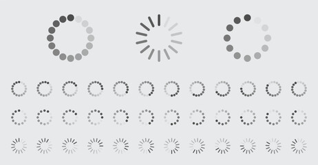 Circular Loading Buffering Icons Vector Set Video Ready for Animation Gif All Keyframes Frames Bufring Circle Waiting for Connection Buffer Preloader Download Symbol Easy Replace Color