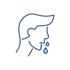 Fototapeta premium Runny nose related vector icon. Man head with dripping nose drops. Runny nose sign. Isolated on white background. Editable vector illustration