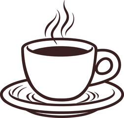 Cup of hot espresso coffee with steam