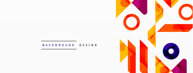 Colorful triangles and circles abstract background. Design for wallpaper, banner, background, landing page, wall art, invitation, prints, posters