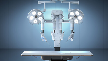 Robotic assisted surgery machine in operating room
